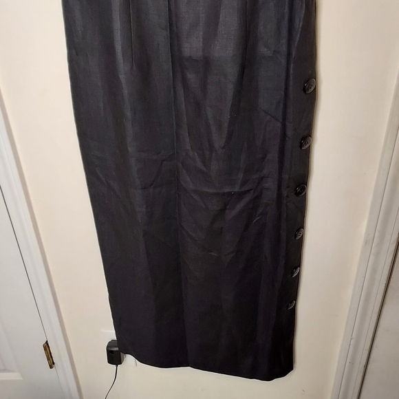 TALBOTS 100% Linen Long Midi Dress With Side Buttons  Sz-8 - Picture 3 of 9